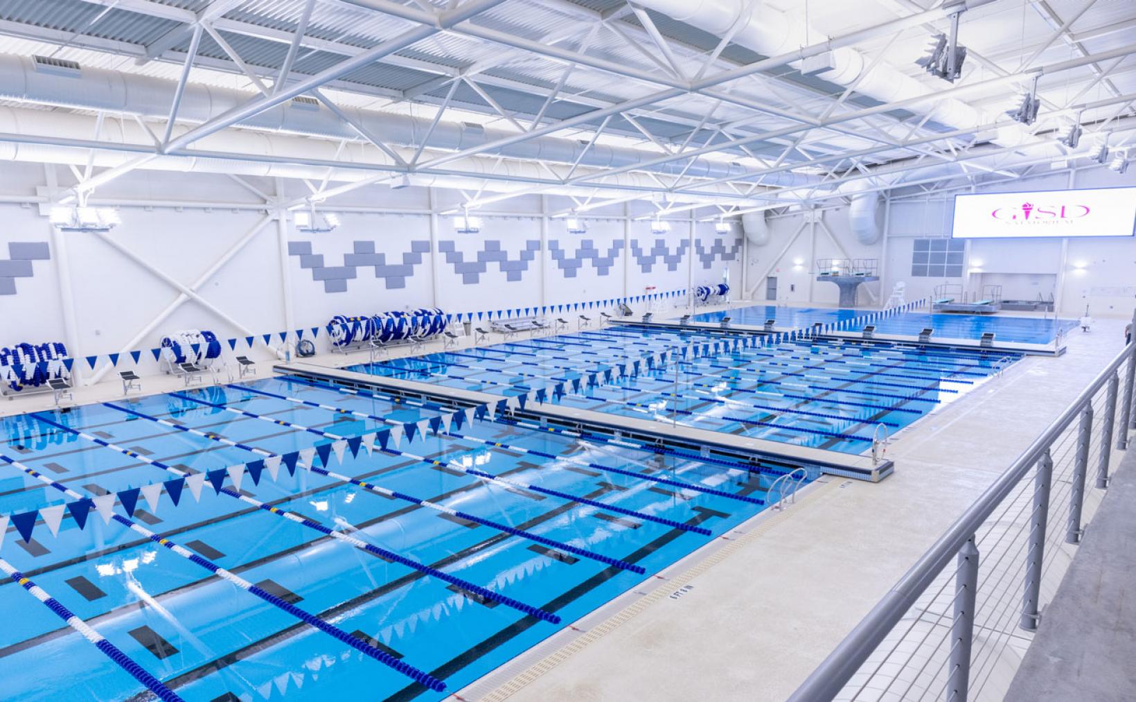 A full view of the natatorium pools